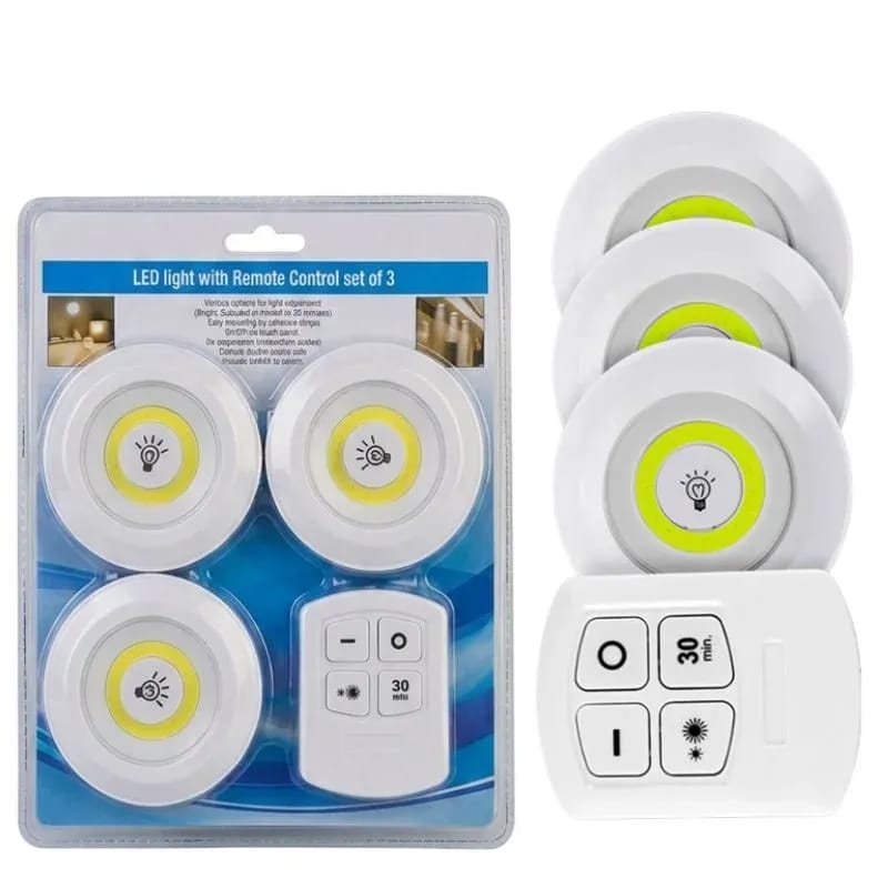 3-Piece Wireless LED Touch Lights with Remote